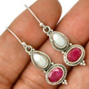 Ruby with Fresh Water Pearl in Solid 925 Sterling